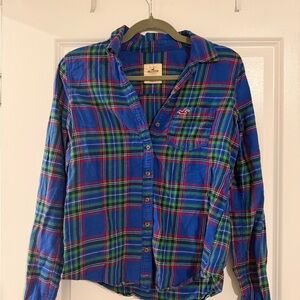 Hollister Blue and Red Plaid Shirt